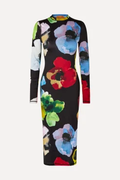 STINE GOYA Pullover Long Sleeve Midi Dress - Watercolor Bloom WatercolorBloom Sale