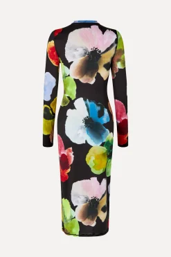 STINE GOYA Pullover Long Sleeve Midi Dress - Watercolor Bloom WatercolorBloom Sale