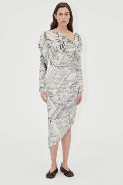 STINE GOYA Rouched Midi Dress - Fineline Staircase FinelineStaircase Cheap