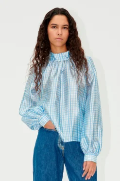 STINE GOYA SGAshley Blouse - Blue Check BlueCheck Sale