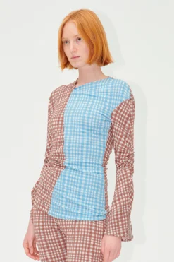 STINE GOYA SGClementine Blouse - Brown Check BrownCheck Cheap