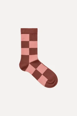 STINE GOYA SGIggy Socks - Rosewood Check RosewoodCheck Best Sale