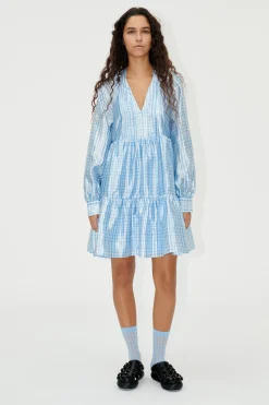 STINE GOYA SGJasmine Dress - Blue Check BlueCheck Discount