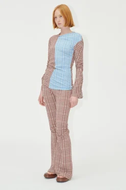STINE GOYA SGLenny Pants - Brown Check BrownCheck Cheap