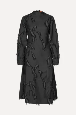 STINE GOYA Shoulder Pleated Long Dress - Jet Black JetBlack Discount