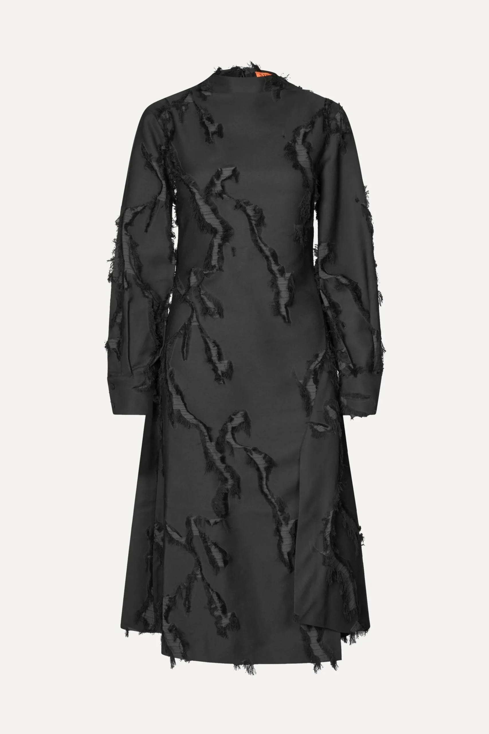 STINE GOYA Shoulder Pleated Long Dress - Jet Black JetBlack Discount