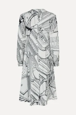 STINE GOYA Shoulder Pleated Long Dress - Fineline Staircase FinelineStaircase Store