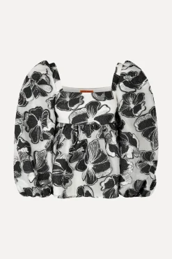 STINE GOYA Square Neck Long Sleeve Top - Anemone Jacquard AnemoneJacquard Sale