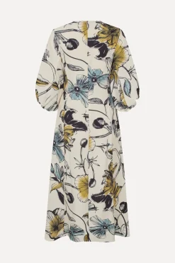 STINE GOYA Three-Quarter Sleeve Midi Dress - Fine Line Poppies QuarterSleeveMidiDress-FineLinePoppies Flash Sale
