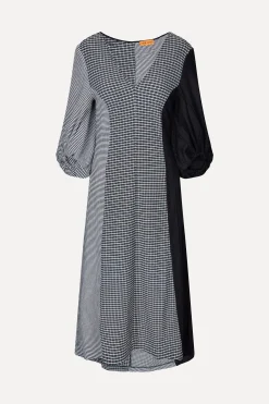 STINE GOYA Three-Quarter Sleeve Midi Dress - Black / White Flash Sale
