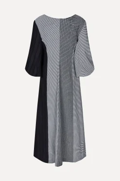 STINE GOYA Three-Quarter Sleeve Midi Dress - Black / White Flash Sale