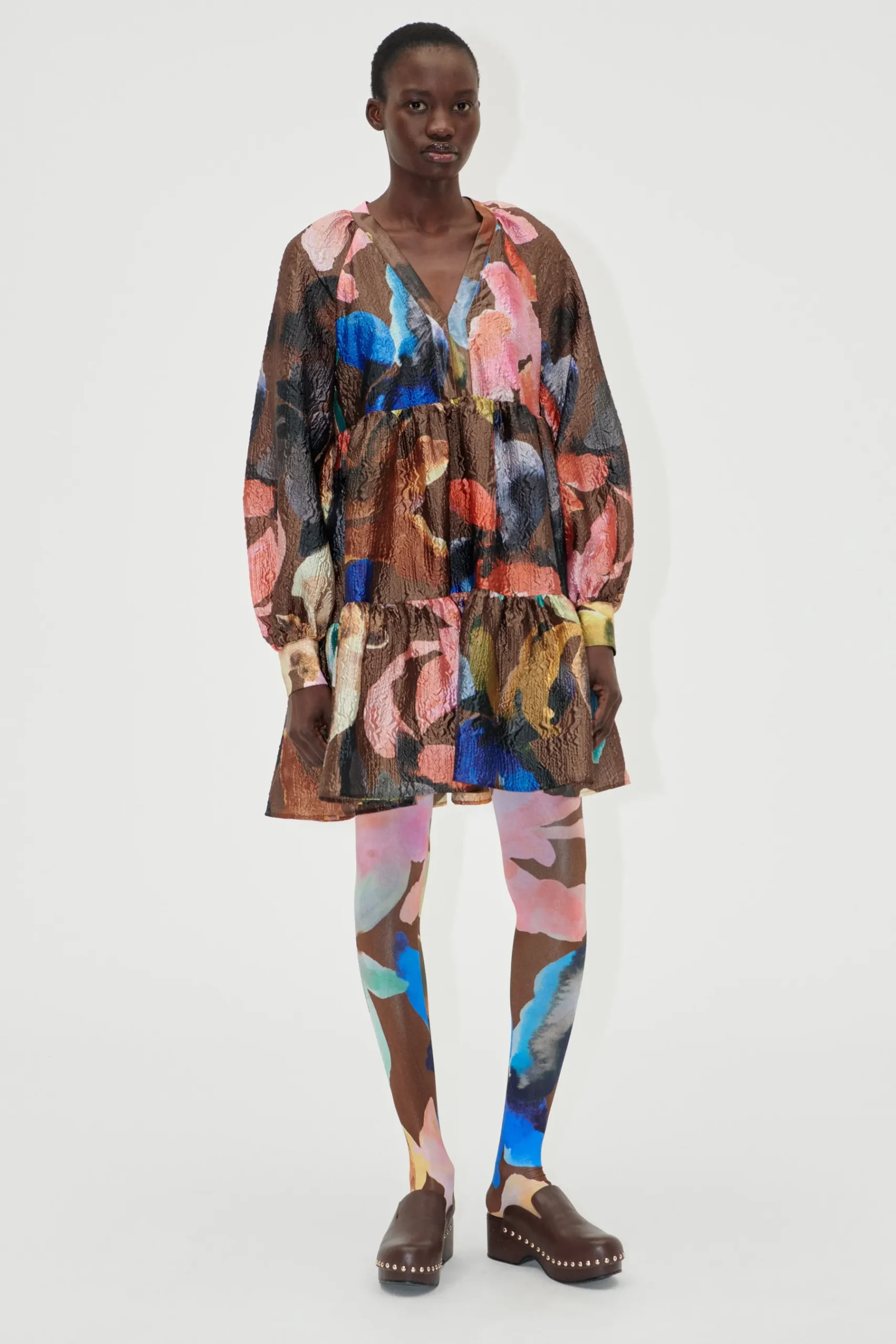 STINE GOYA Tier Voluminous Mini Dress - Aquarelle Garden AquarelleGarden New