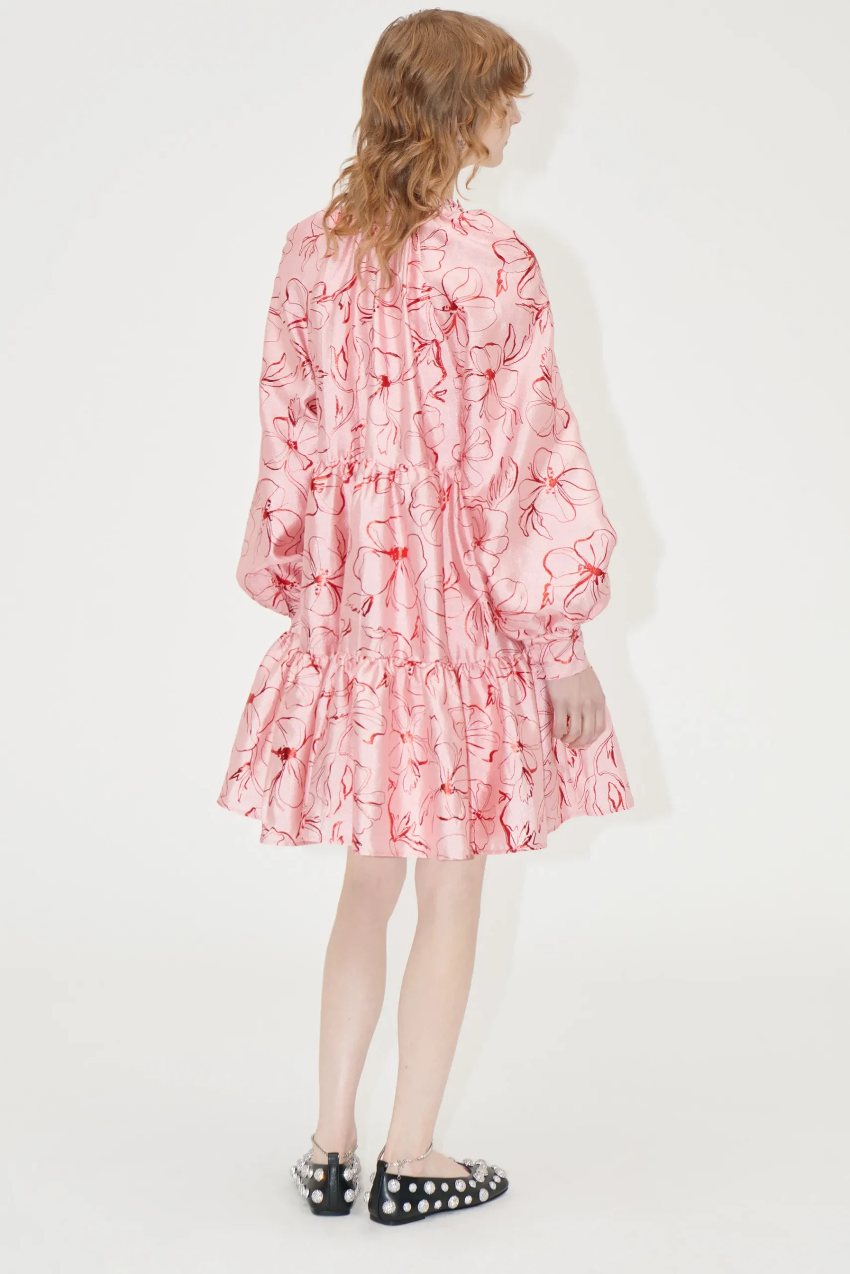 STINE GOYA Tier Voluminous Mini Dress - Foil Foliage FoilFoliage Hot