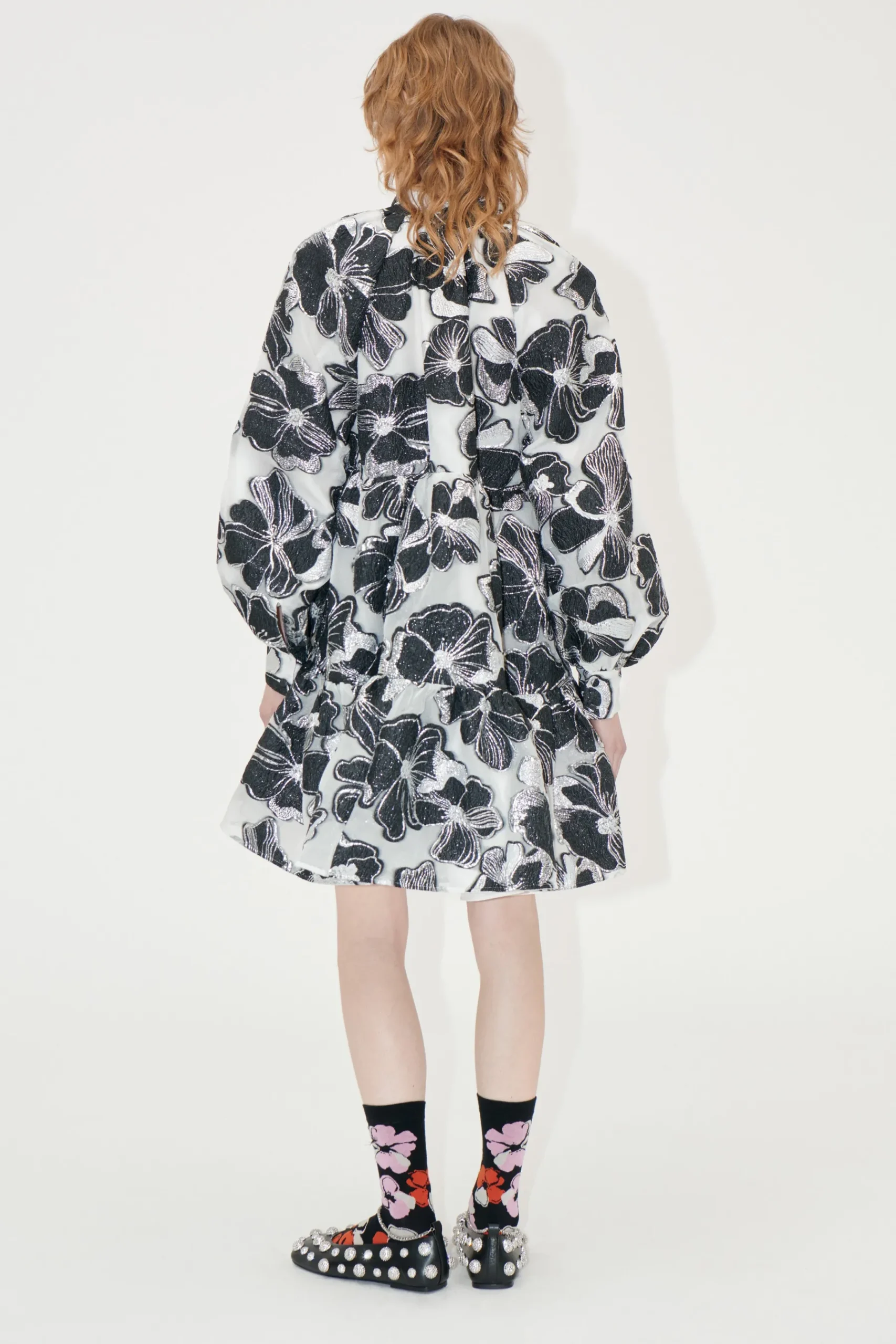 STINE GOYA Tier Voluminous Ruffle Mini Dress - Anemone Jacquard AnemoneJacquard New