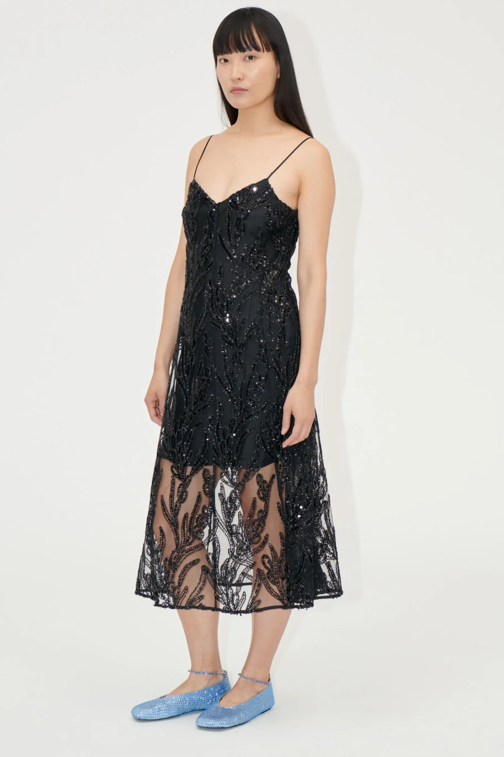 STINE GOYA V Neck Midi Dress - Abstract Embellishment AbstractEmbellishment Outlet