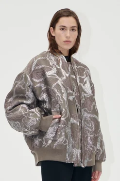 STINE GOYA Volominous Bomber Jacket - Abstract Foliage AbstractFoliage Flash Sale