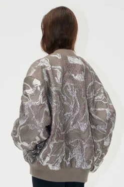 STINE GOYA Volominous Bomber Jacket - Abstract Foliage AbstractFoliage Flash Sale