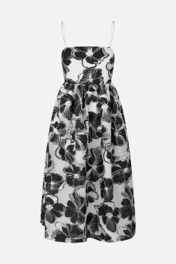 STINE GOYA Voluminous Gathered Midi Dress - Anemone Jacquard AnemoneJacquard Fashion