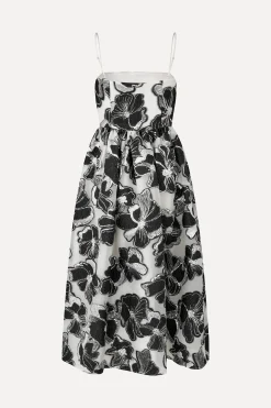 STINE GOYA Voluminous Gathered Midi Dress - Anemone Jacquard AnemoneJacquard Fashion