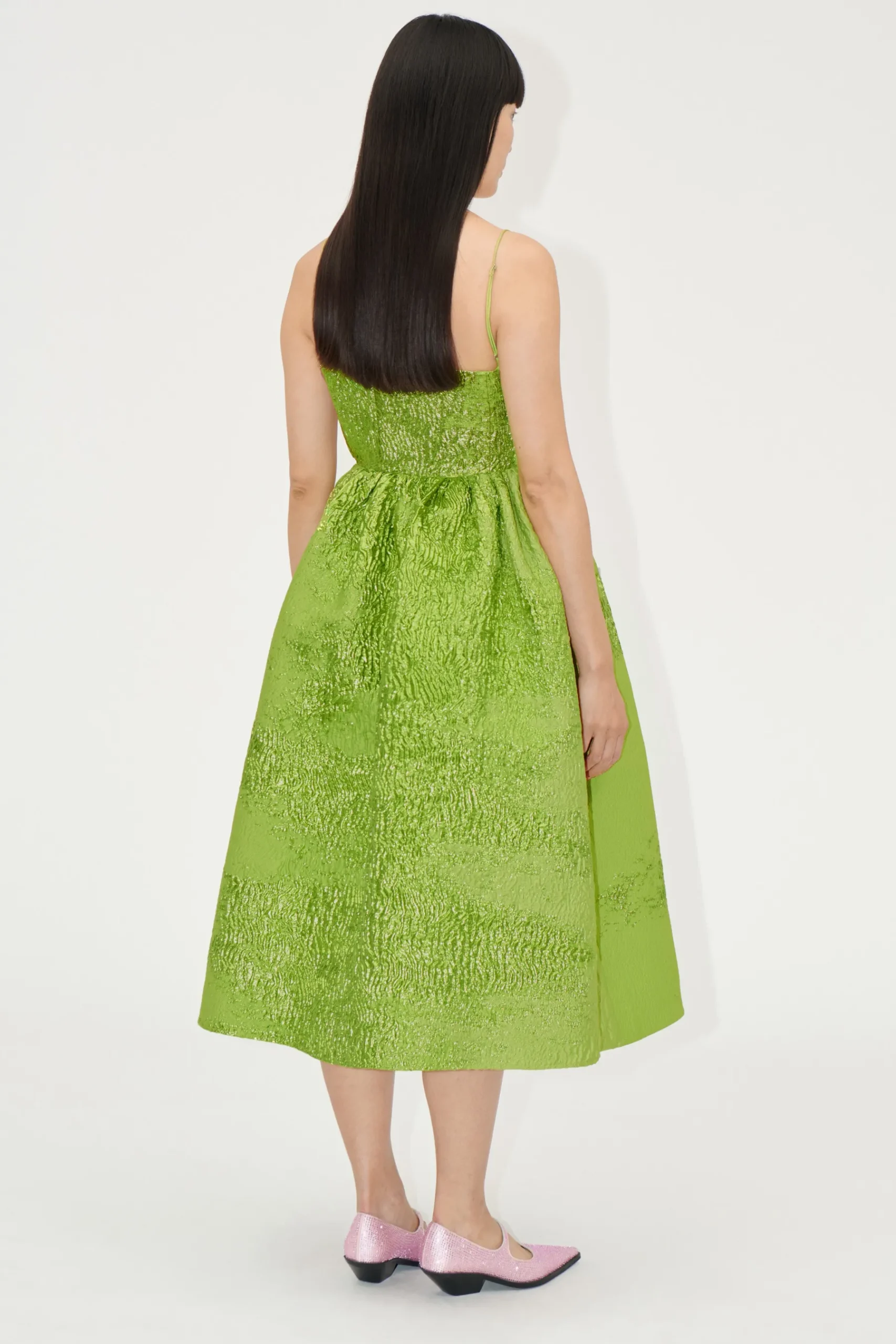 STINE GOYA Voluminous Gathered Midi Dress - Green impressionist hue Greenimpressionisthue Flash Sale