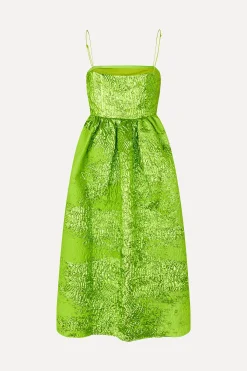STINE GOYA Voluminous Gathered Midi Dress - Green impressionist hue Greenimpressionisthue Flash Sale