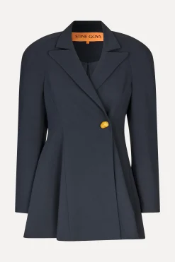 STINE GOYA Voluminous Mini Coat Dress - Black New