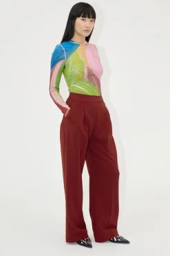 STINE GOYA Wide Leg Long Pants - Bordeaux Fashion